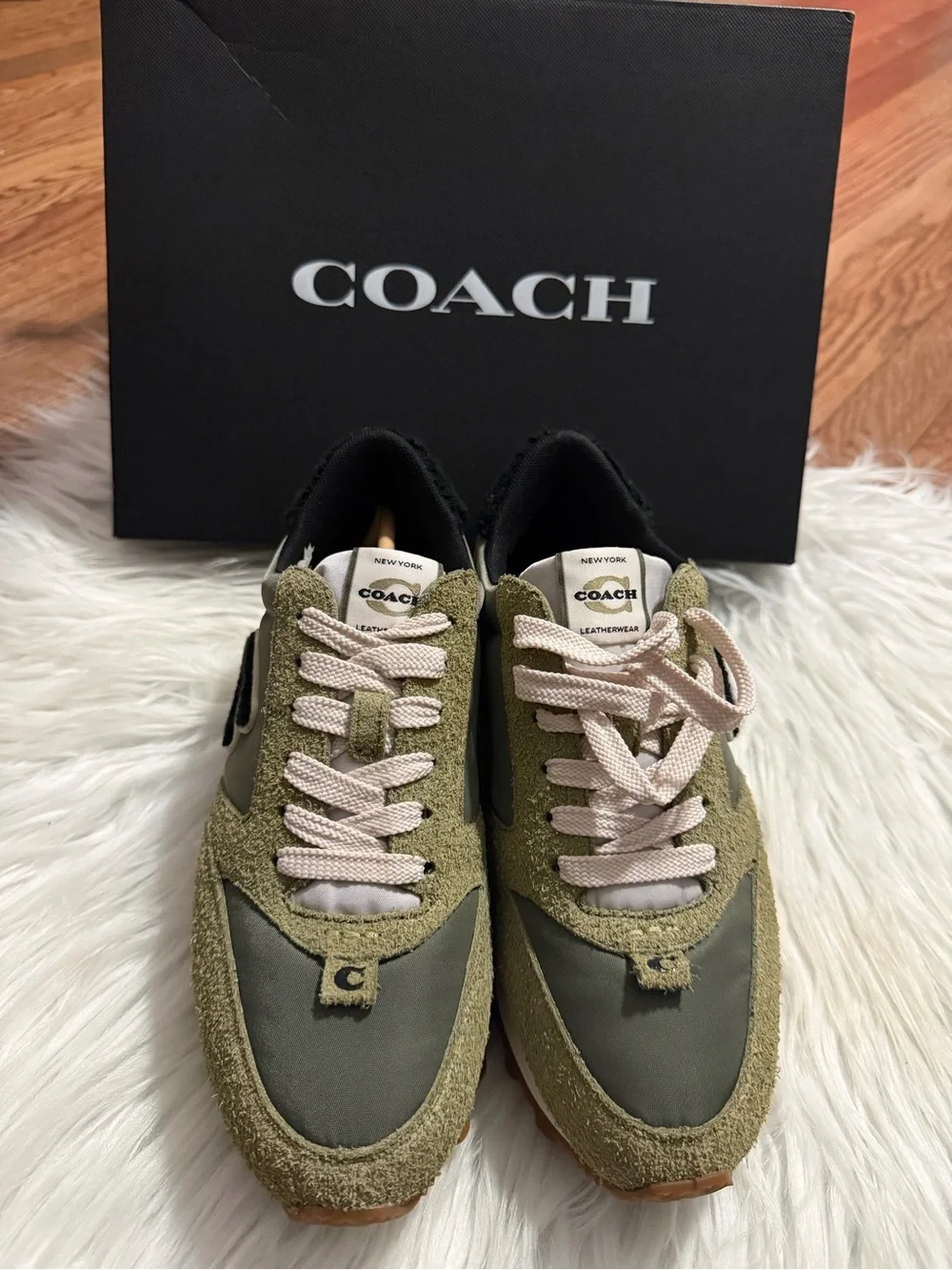 Coach Olive Green Mixed-Material Sneakers